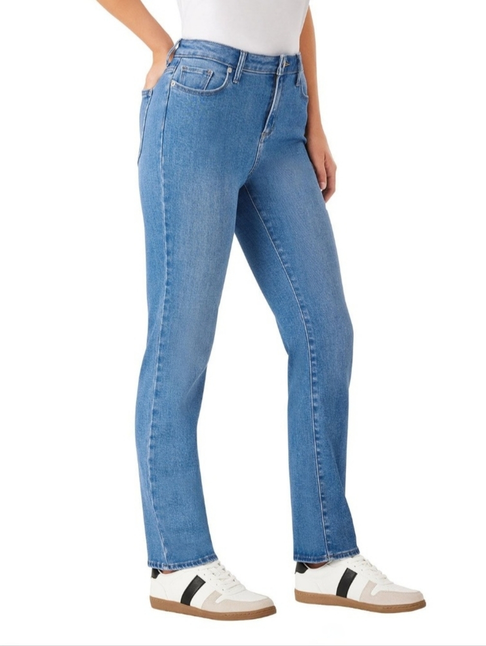 NWT Member's Mark Women's Straight Jeans, Medium Wash - Size 8